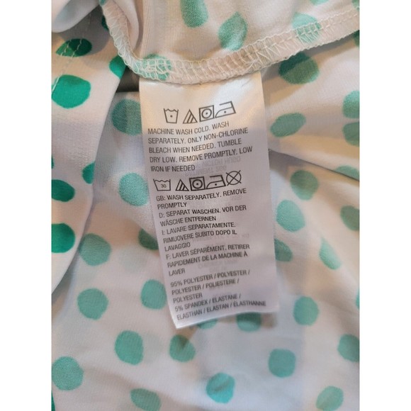 Susan Graver Liquid Knit Layered Top Metal Ring Details Polka Dot Mint White 2XL - Picture 9 of 10